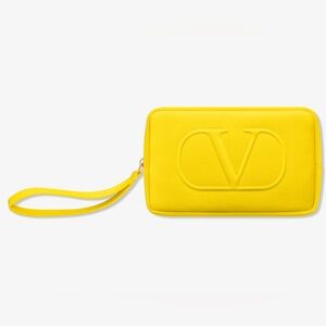 NWT Valentino Trousse Small Yellow Pouch Wristlet
